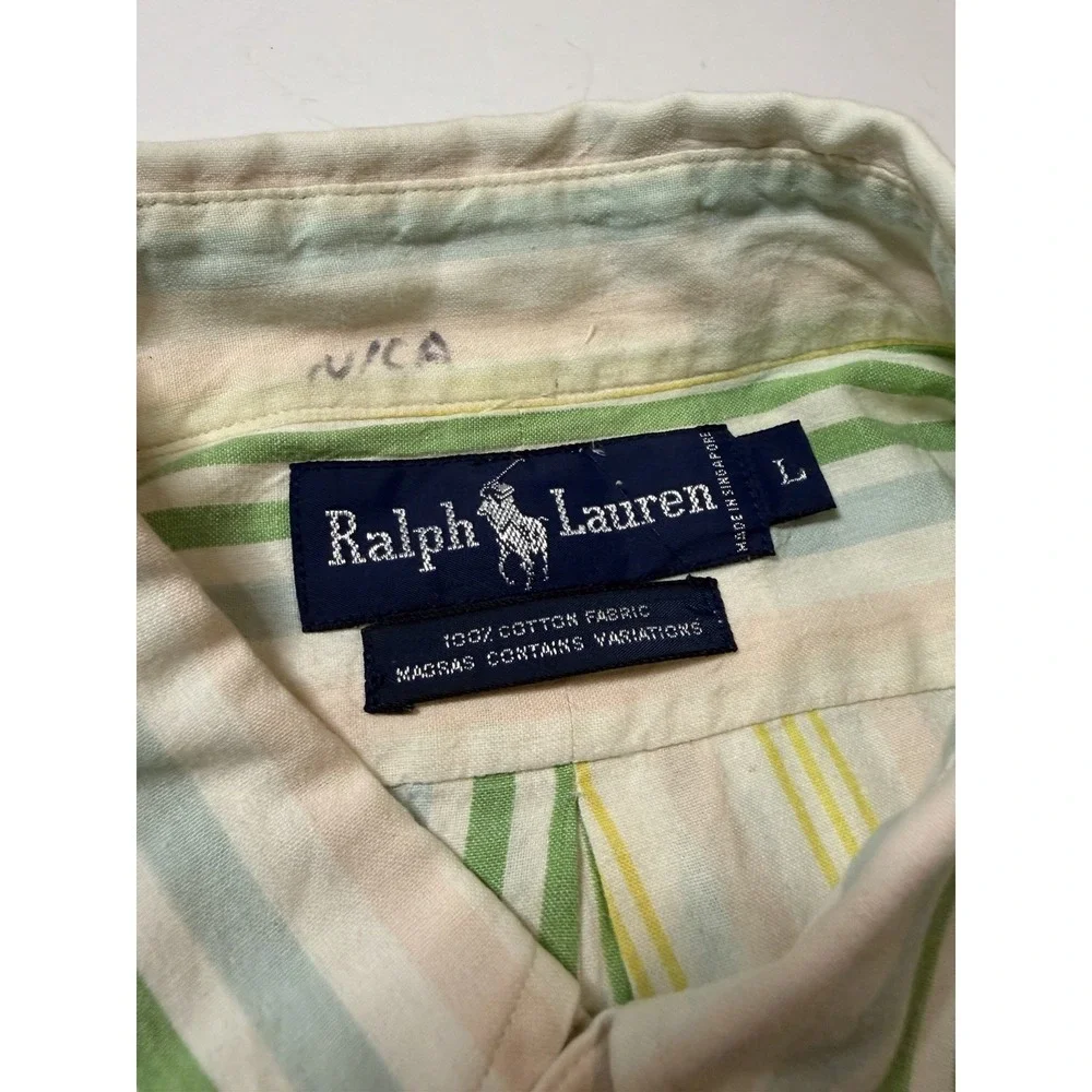 VTG 70s Polo Ralph Lauren Striped Rugby Longsleeve Shirt Size Large